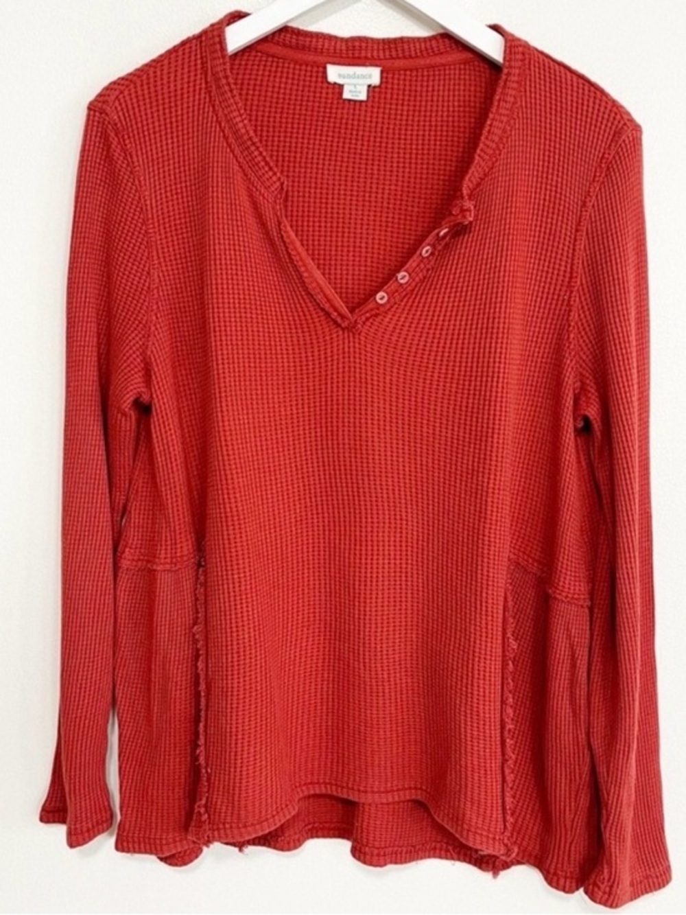 Sundance Rust V-Neck Thermal Henley Tunic.